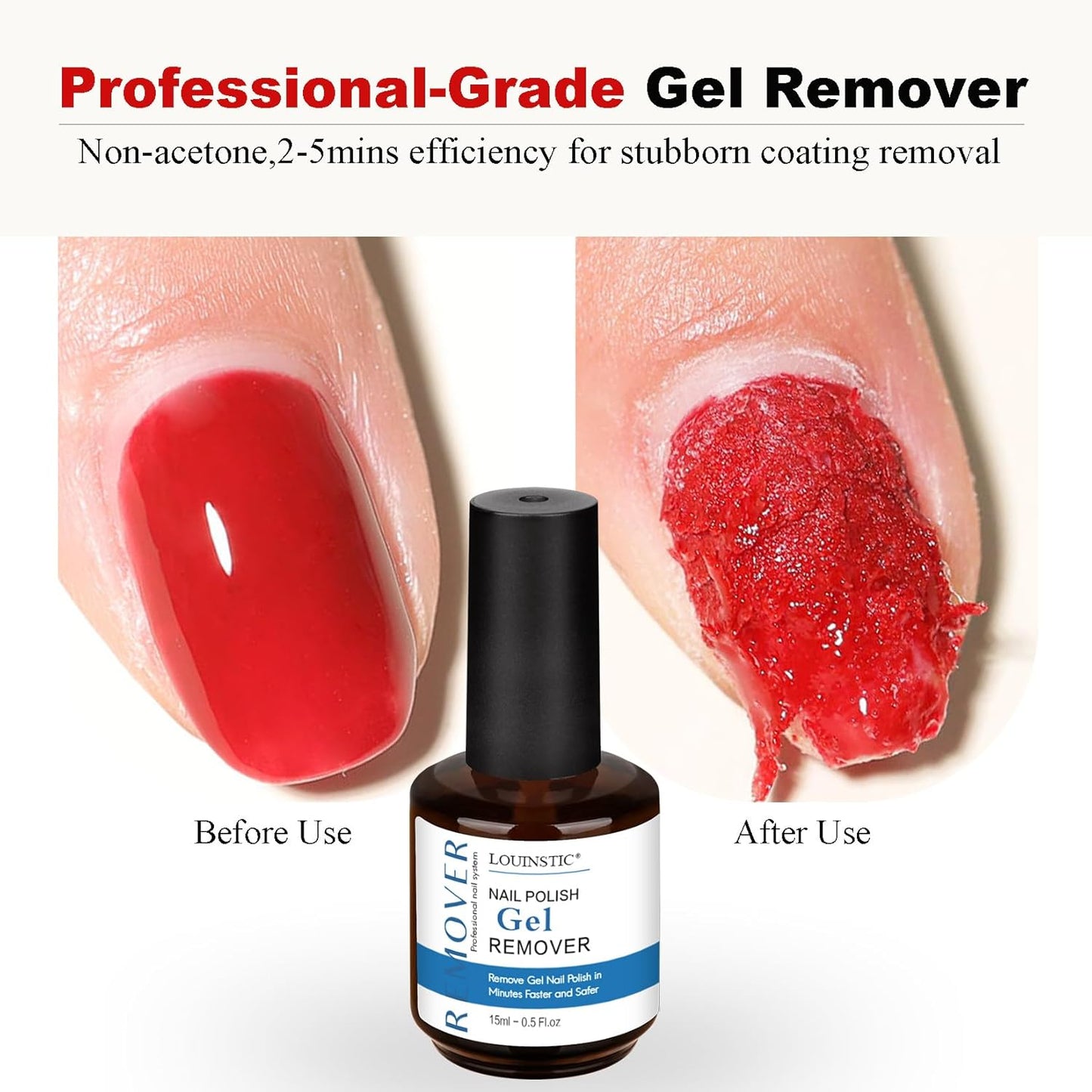 Gel Nail Polish Remover Kit - Fast, Gentle & Non-Damaging Formula | Includes Nail Files for At-Home Manicure (1PC/15ML)