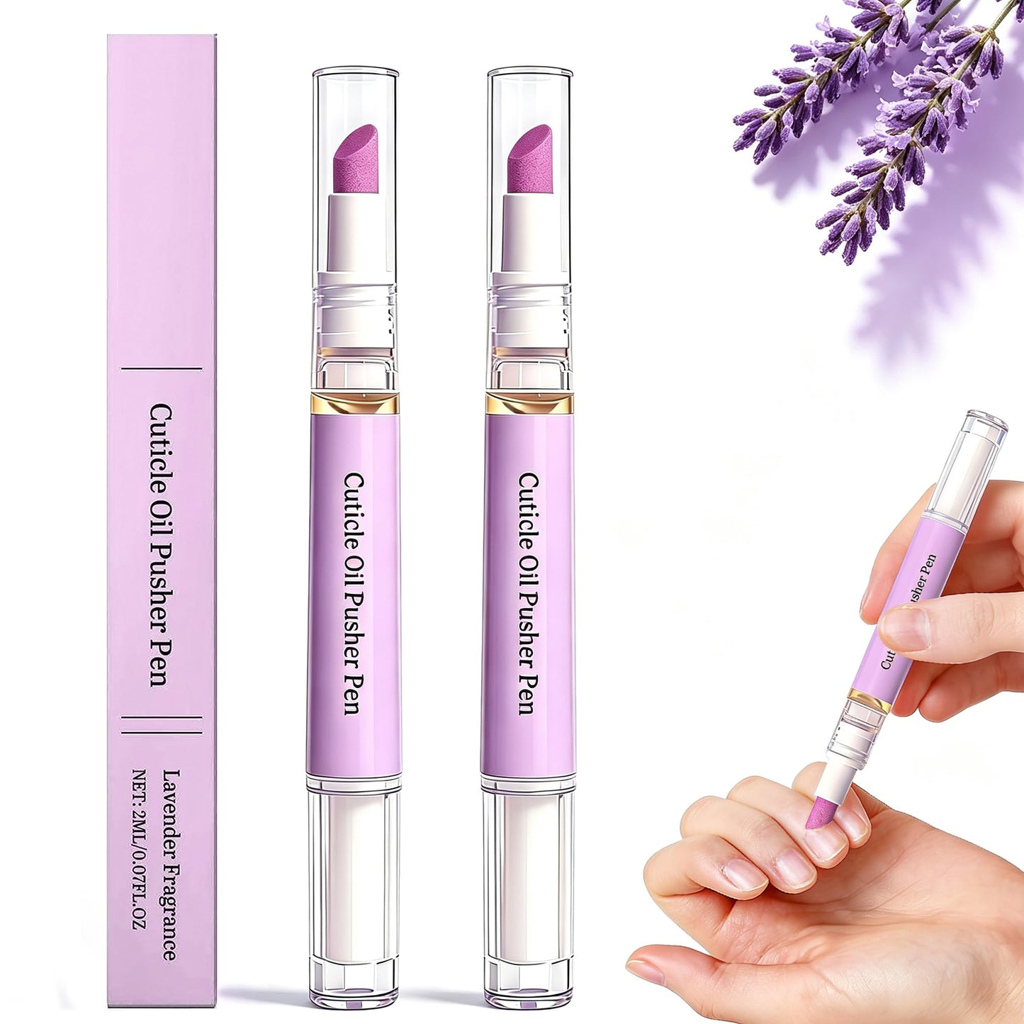 2 Pcs 2-in-1 Cuticle Oil Pusher Pen - 2026 New Ceramic Cuticle Pen, No Leak Travel Size Cuticle Pen With Oil, Gentle Hydrating Keratin Smoothing Tool For Matte Dry Nails
