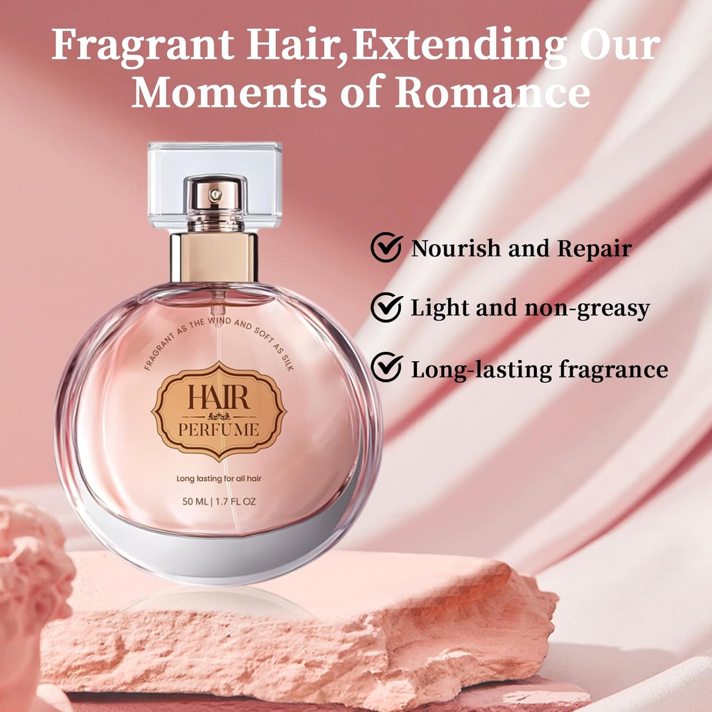 Hair Perfume for Women - Long-Lasting Floral Rose Fragrance | Travel Size Hair & Body Mist, 1.7 Fl Oz