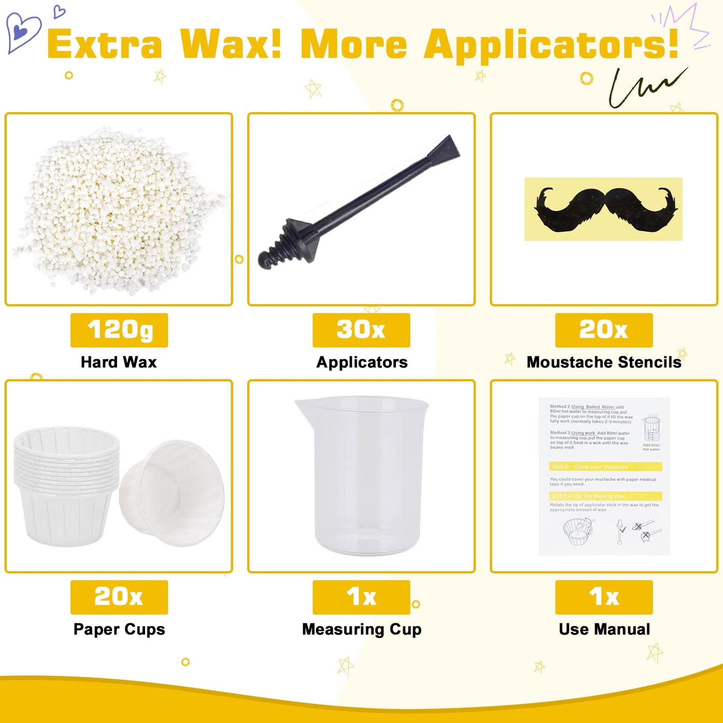 Auperwel Nose Wax Kit - Includes 120g Wax and 30 Applicators for Quick & Painless Nose Hair Removal, Lasts 20-30 Uses (Up to 4-6 Weeks), Ideal for Men and Women - Black