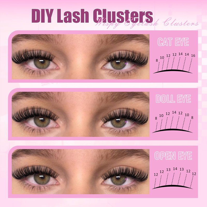 FADLASH Lash Clusters 560Pcs Natural Eyelash Clusters 40D Wispy Lash Extensions 8-16mm D Curl Cluster Eyelash Extensions DIY at Home, 2 Pack (40D 8-16mm, 2 Pack)