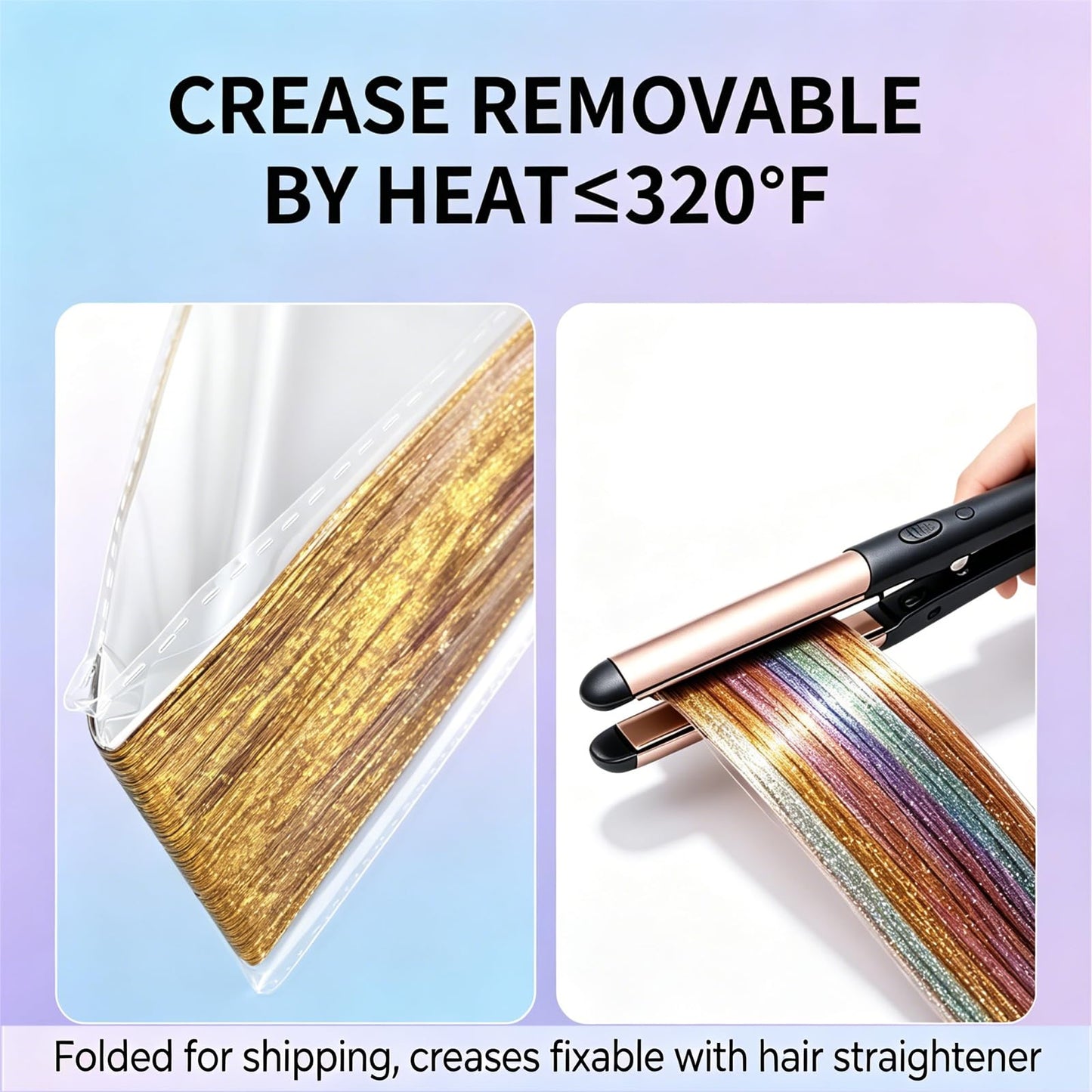 CELINABELLA Clip In Hair Tinsel 12 Pack 3 Colors Emerald Aqua Midnight Orchid 23 Inch 70 Strands Heat Resistant 320°F Invisible Light Brown Clips For Women Teens Party Festival Daily Hairstyles