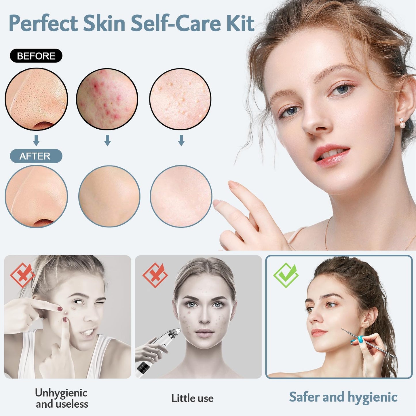 Blackhead Remover Tools MENOLY 10Pcs Pimple Popper Tool Kit, Blackhead Remover Extractor Tools, Anti-Slip Handle Pimple Comedone Extractor Acne Kit for Blackhead,Blemish,Zit Whitehead