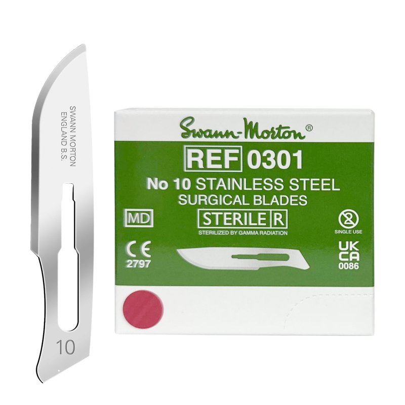 Swann Morton Surgical Scalpel Blade #10 - Sterile Dermaplane Blade for Face, Dermaplaning for Women & Men, Stainless Steel, Beauty Tools for Estheticians - Individually Wrapped, Box of 100