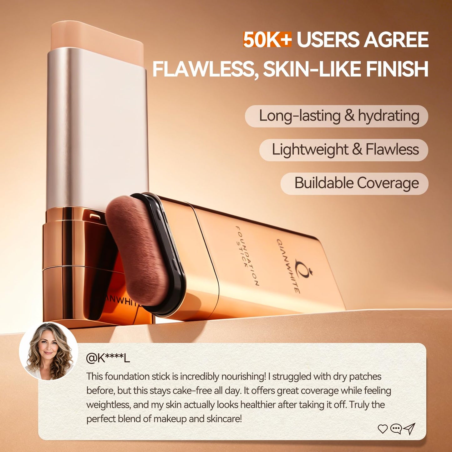 QIANWHITE Korean Foundation Stick Foundation for Mature Skin Tint