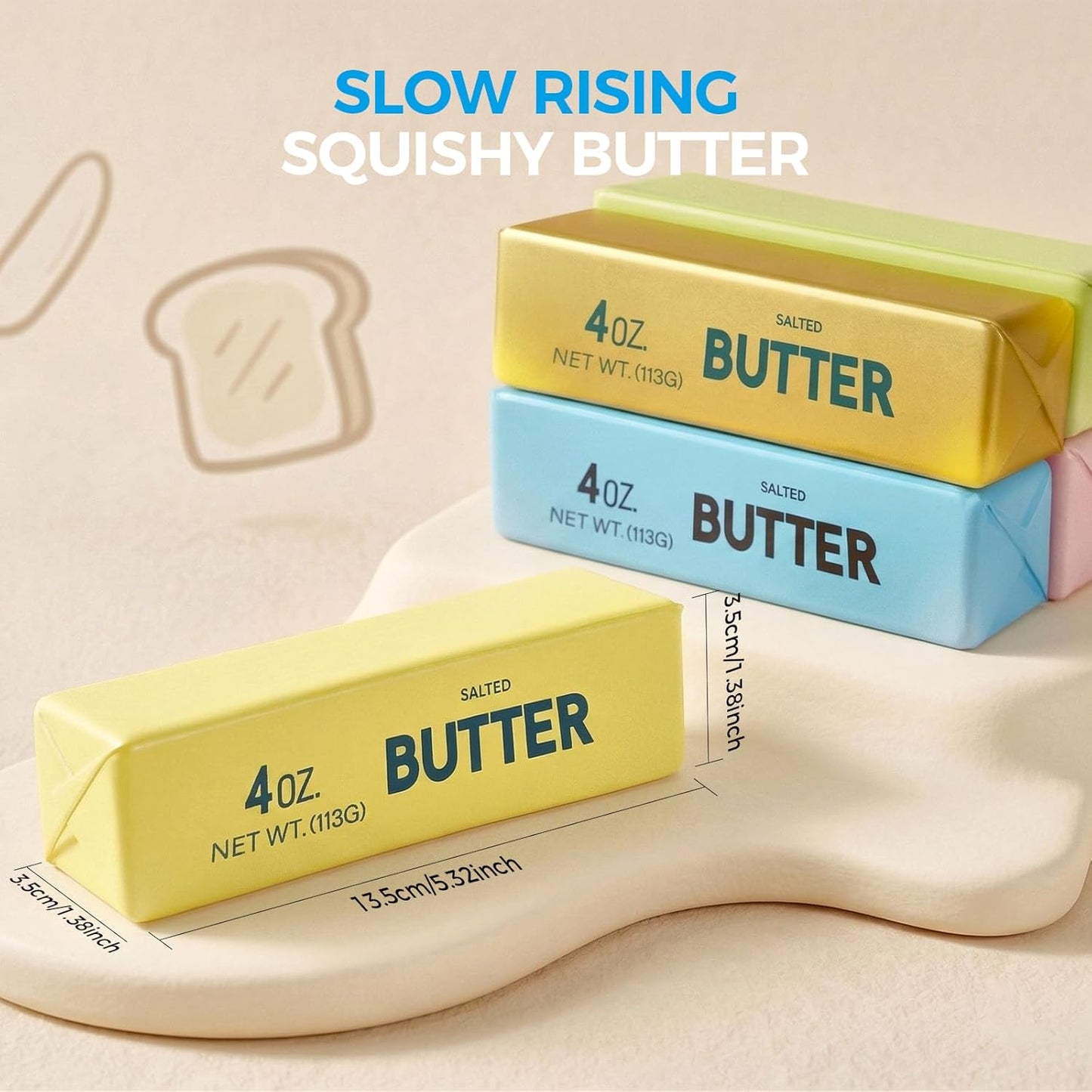 Butter Squishy Fidget Toy - Soft Slow Rising Stress Relief Squeeze Toy | Yellow Butter Stick for Office & Party Gifts
