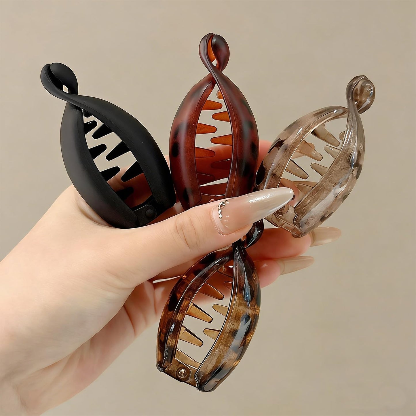 Hair Claw Clips - 4Pcs Leopard Print Matte Acrylic Clips | Strong Hold Non-Slip Hair Accessories for Women