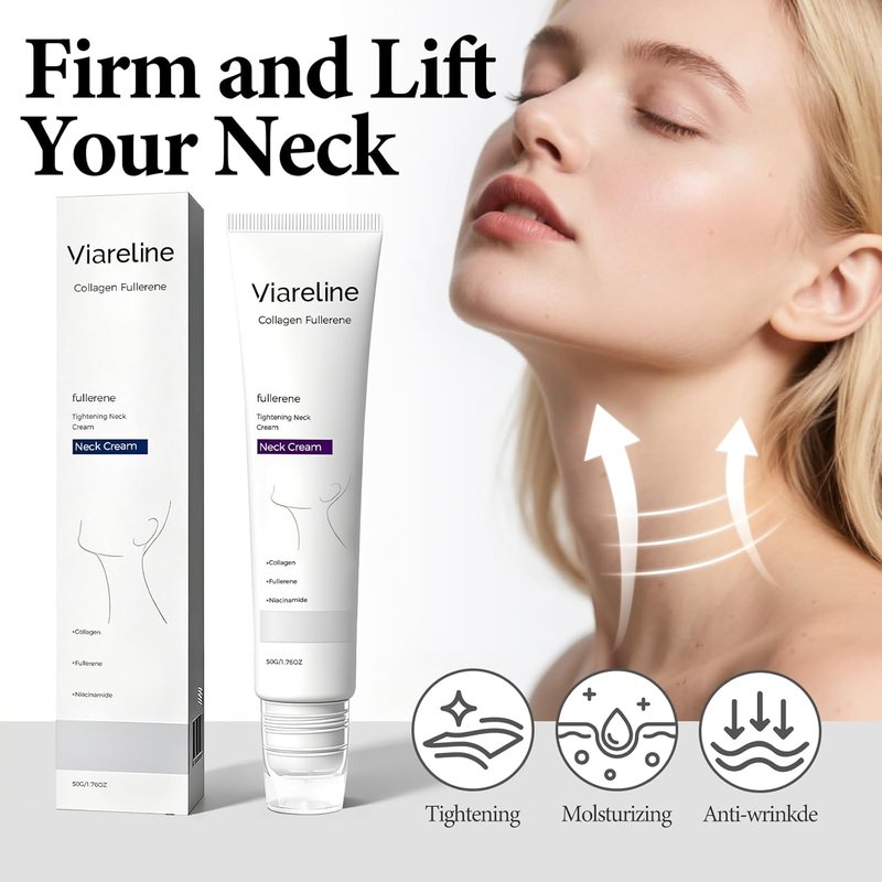 Collagen Neck Cream - Firming & Lifting Treatment for Crepey Skin | Five Roller Applicator
