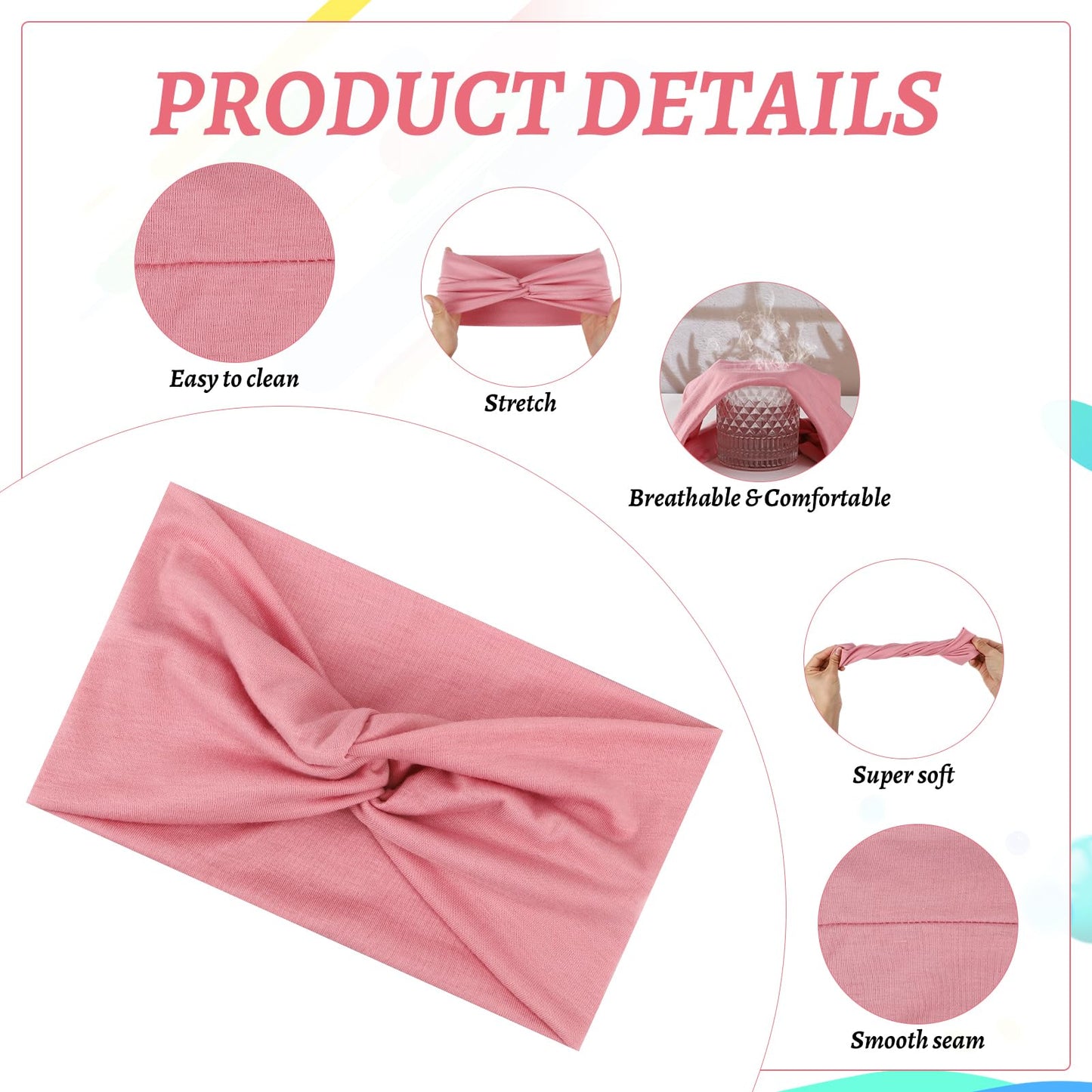 ZhouBoat 10 Pcs Stretchy Headbands for Women Non Slip Wide Elastic Head Bands Soft Twist Knotted Headbands Sports Sweat Bands for Daily Life Spa Yoga Workout Running Gym