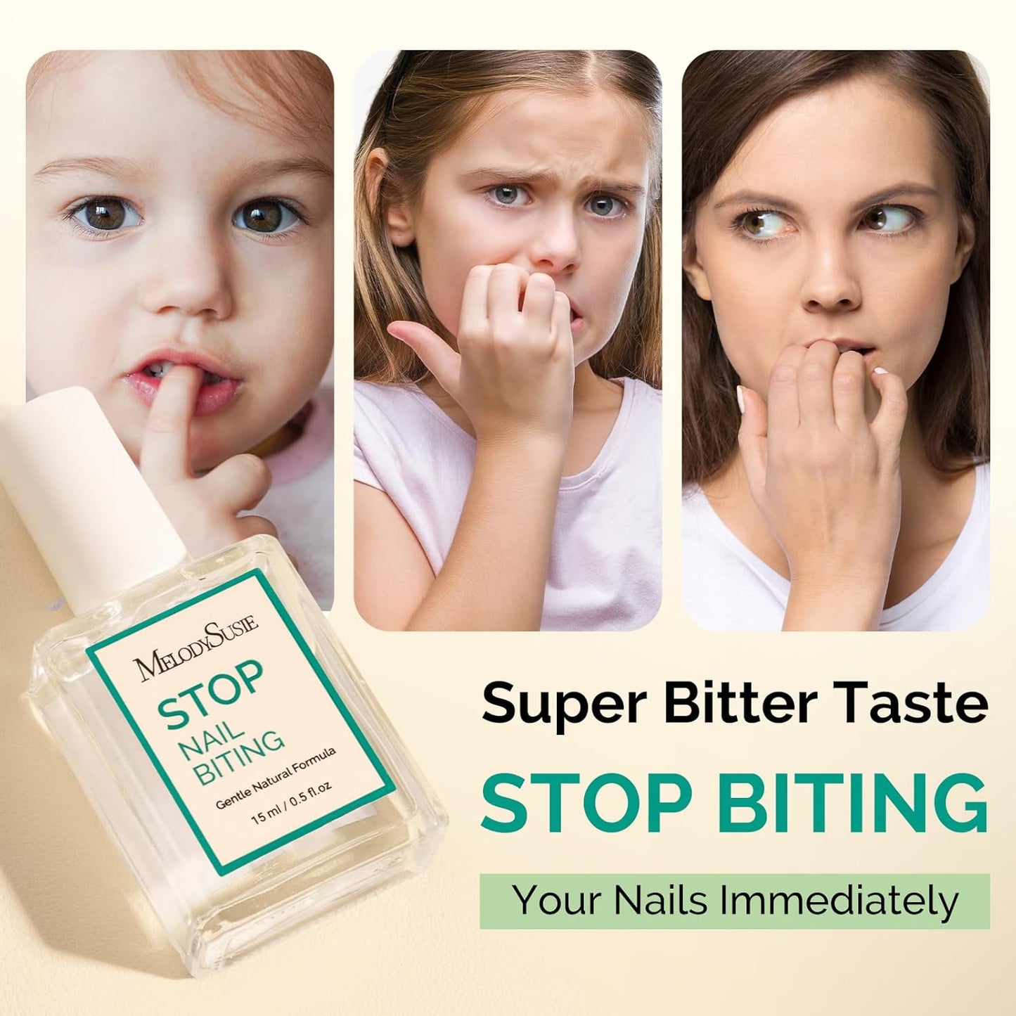 MelodySusie Nail Biting Treatment - Quick-Dry Bitter Polish to Stop Nail Biting | 15ML