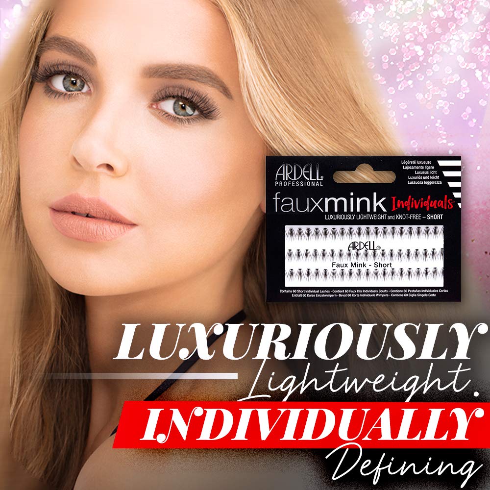 Faux Mink False Eyelashes - Individual Short Lash Clusters for Natural Look | 4 Pack, Black