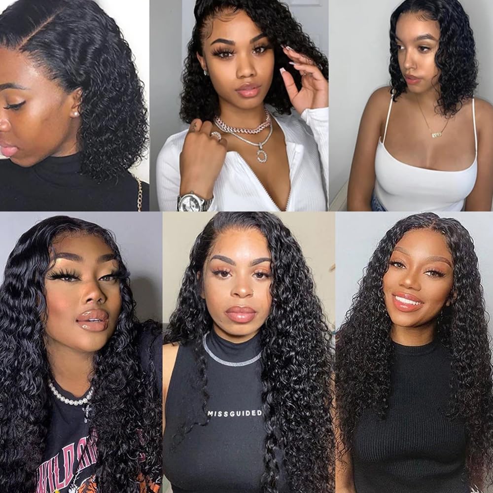Deep Wave Human Hair Bundles Wet and Wavy Bundles Human Hair Deep Curly Bundle 20 22 24 inch Loose Wave Bundle #1B Color 150g