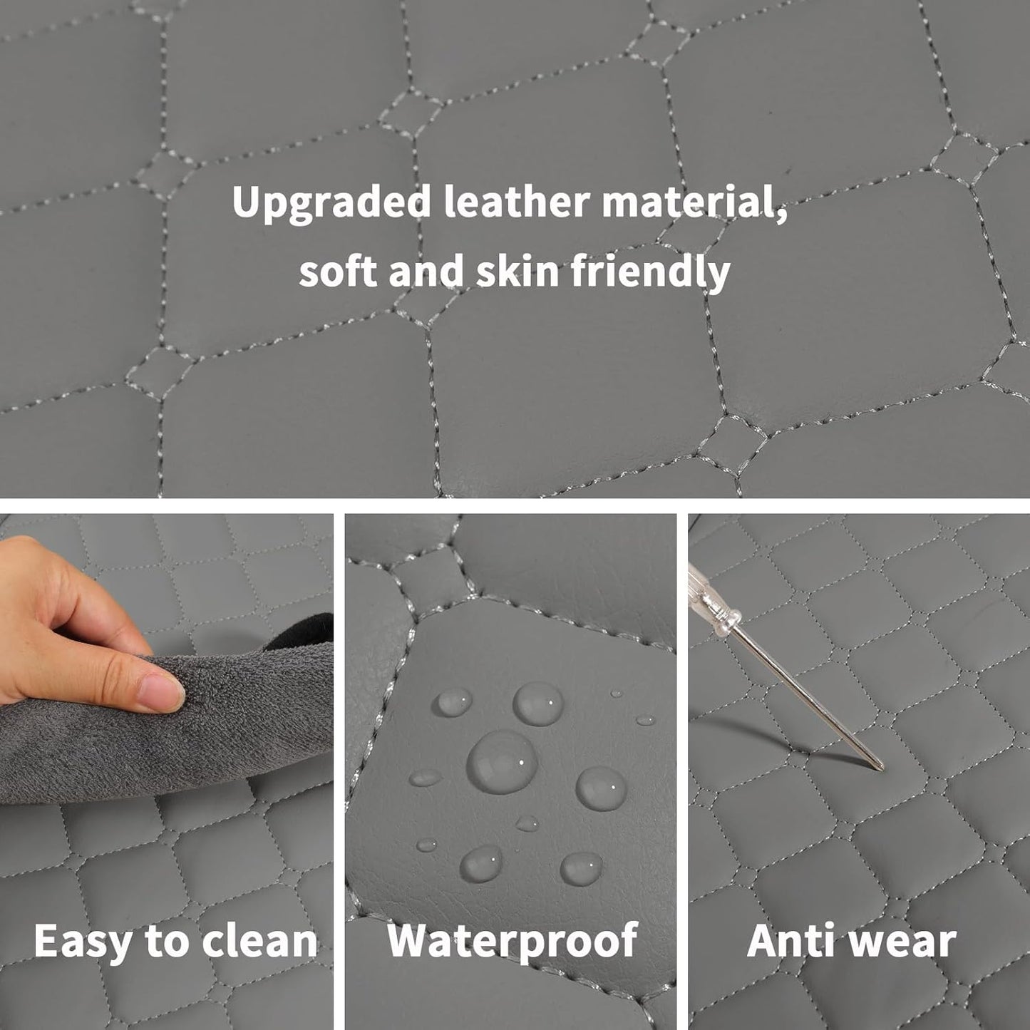 Car Seat Covers - Waterproof Leather Protector for Universal Fit | 2-Piece Set in Grey