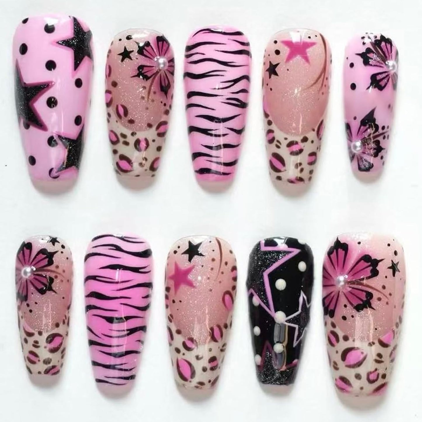 30Pcs Summer Press On Nails - Medium Almond 3D Fruit Designs | Glossy Acrylic Fake Nails for Women & Girls
