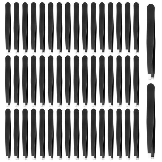 50 Pcs Eyebrow Tweezers Set Stainless Steel Slant Tip Tweezers Professional Precision Eyebrow Plucking Grooming Ingrown Growing Hair Remover for Women and Men Facial Hair