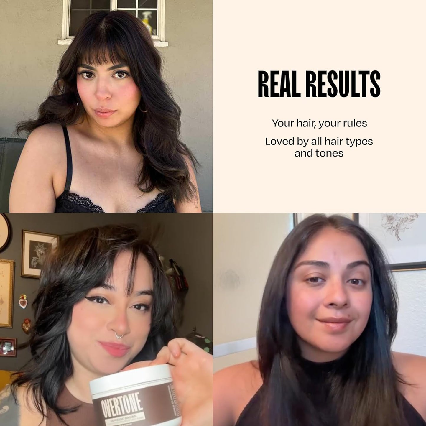 Overtone Espresso Brown Semi-Permanent Hair Color Conditioner - Nourishing Color Depositing Mask with Shea Butter & Coconut Oil | 8 oz, Vegan & Cruelty-Free