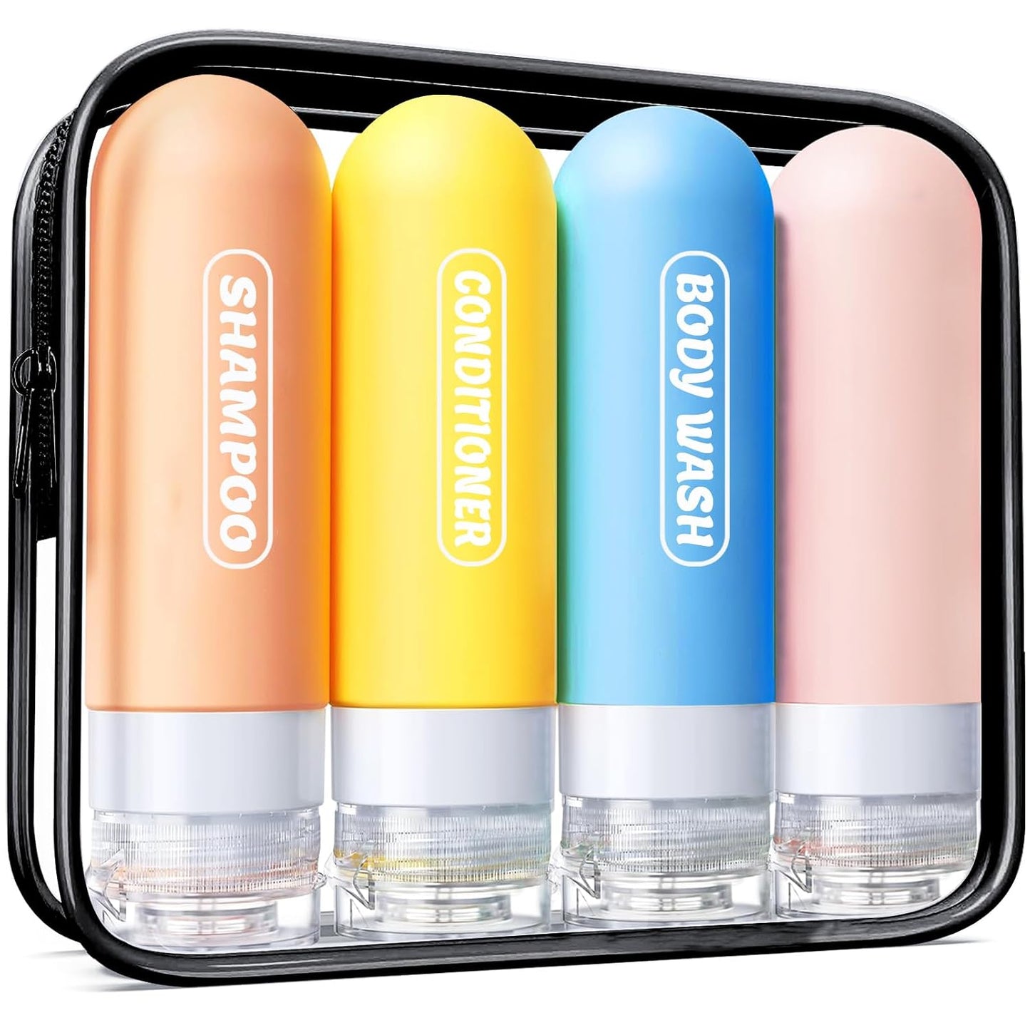 Travel Bottles Set - TSA Approved Leak Proof Toiletry Containers | 20 Pack Refillable Shampoo & Conditioner Bottles (Dark Color)