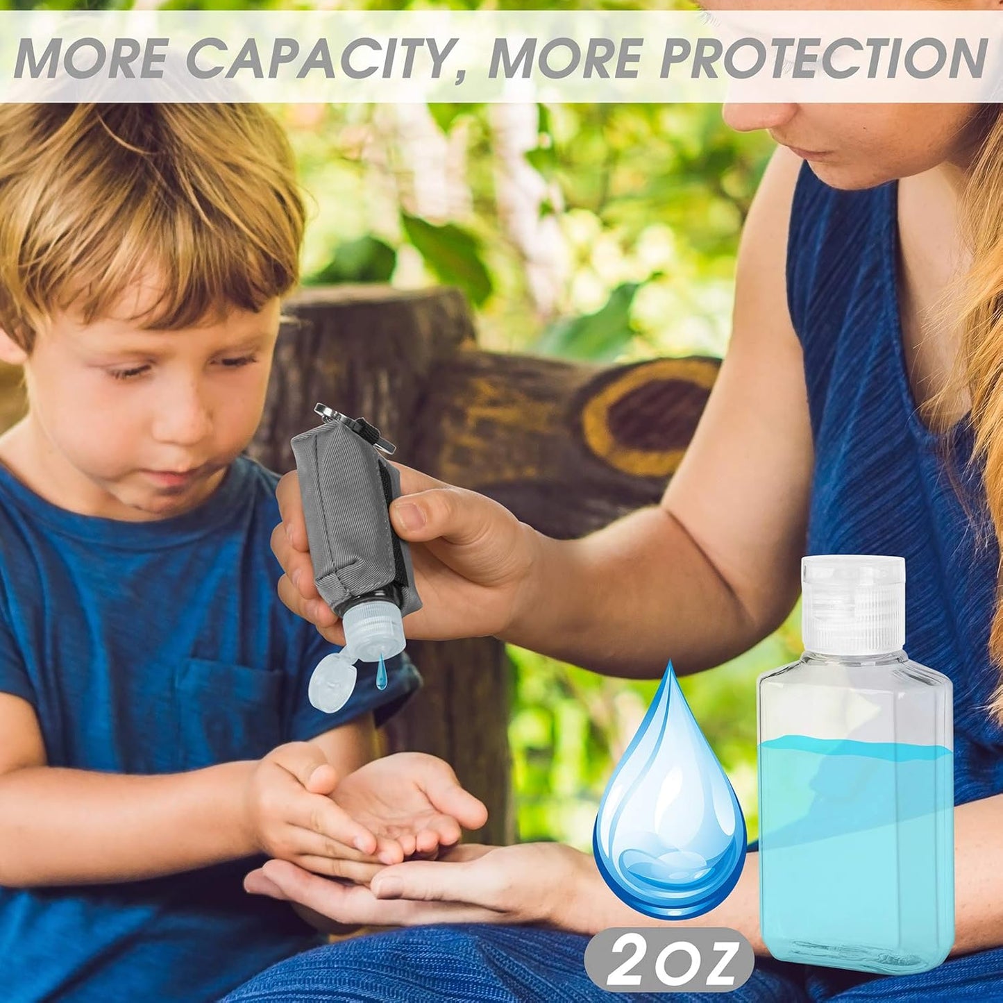 Hand Sanitizer Bottle Case Holder - Refillable 60ML/2 oz Travel Containers with Carabiner | Flip Cap Design