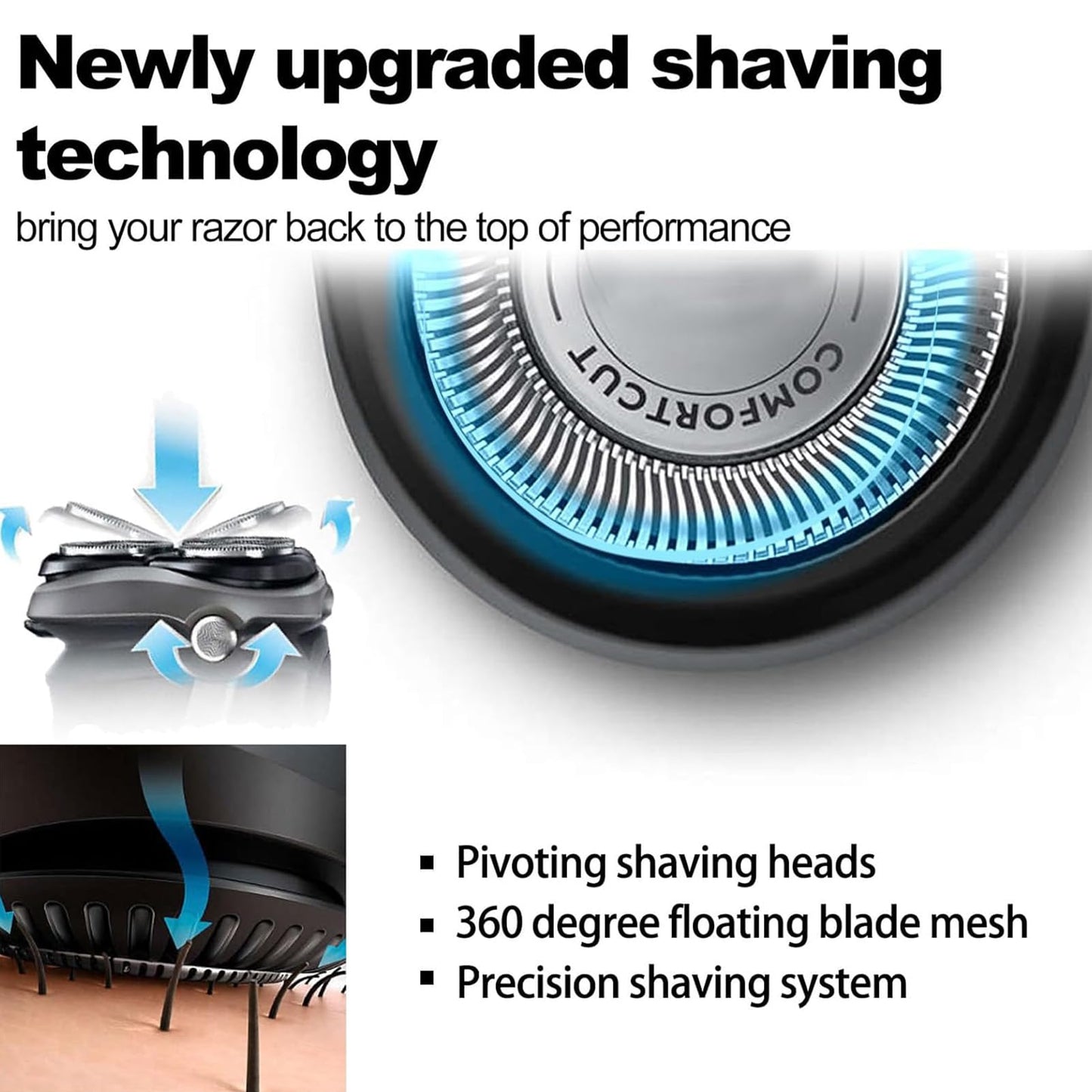 SUPERNB SH50 Shaver Replacement Heads Compatible with Philip Norelcos Series 5000 Razors, Rotary Replacement Blades with High Performance - Fast, Smooth and Close, 6Packs.