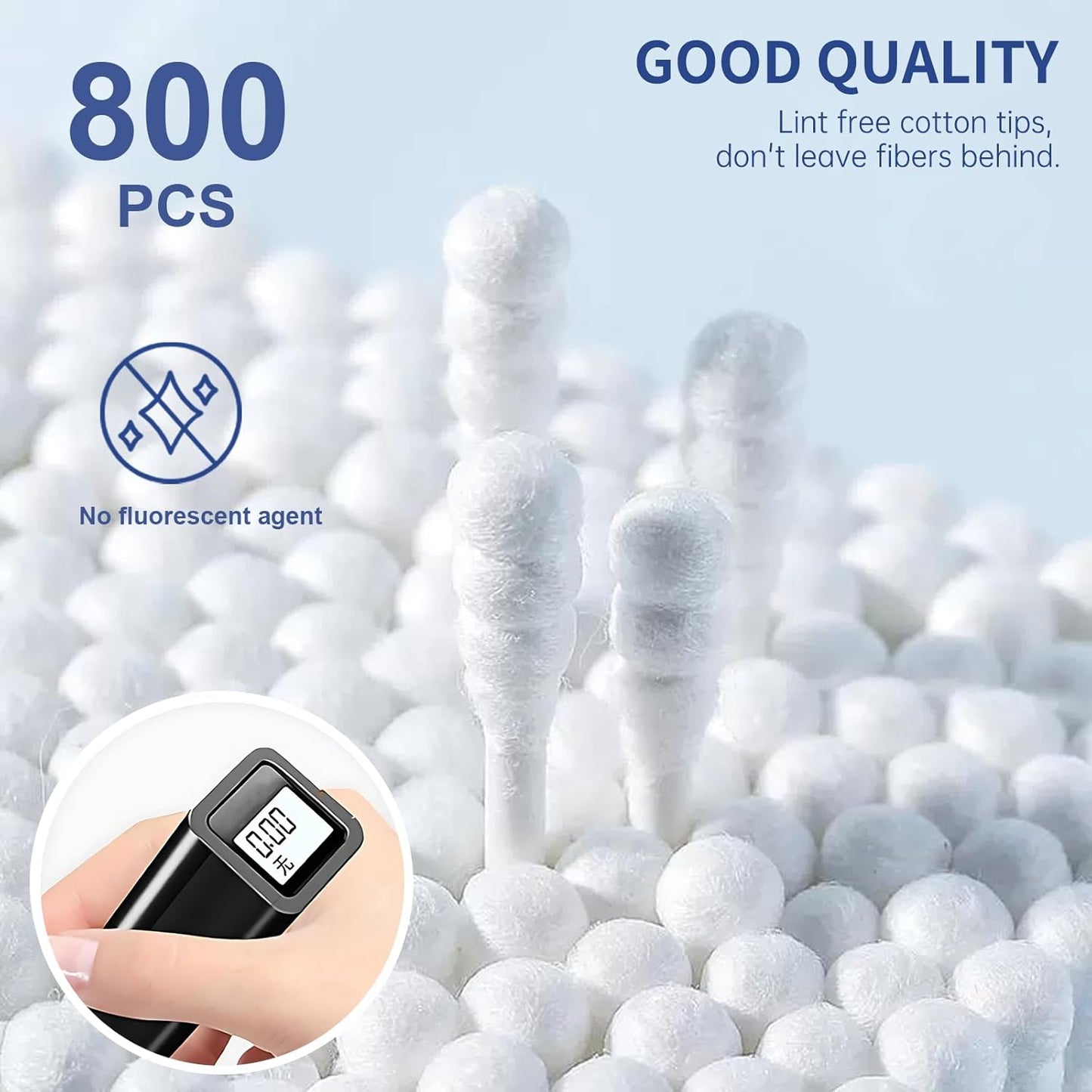 Pointed Tip Cotton Swabs - 800 Count Double Tipped Precision Buds for Makeup & Crafts | Spiral Head Design