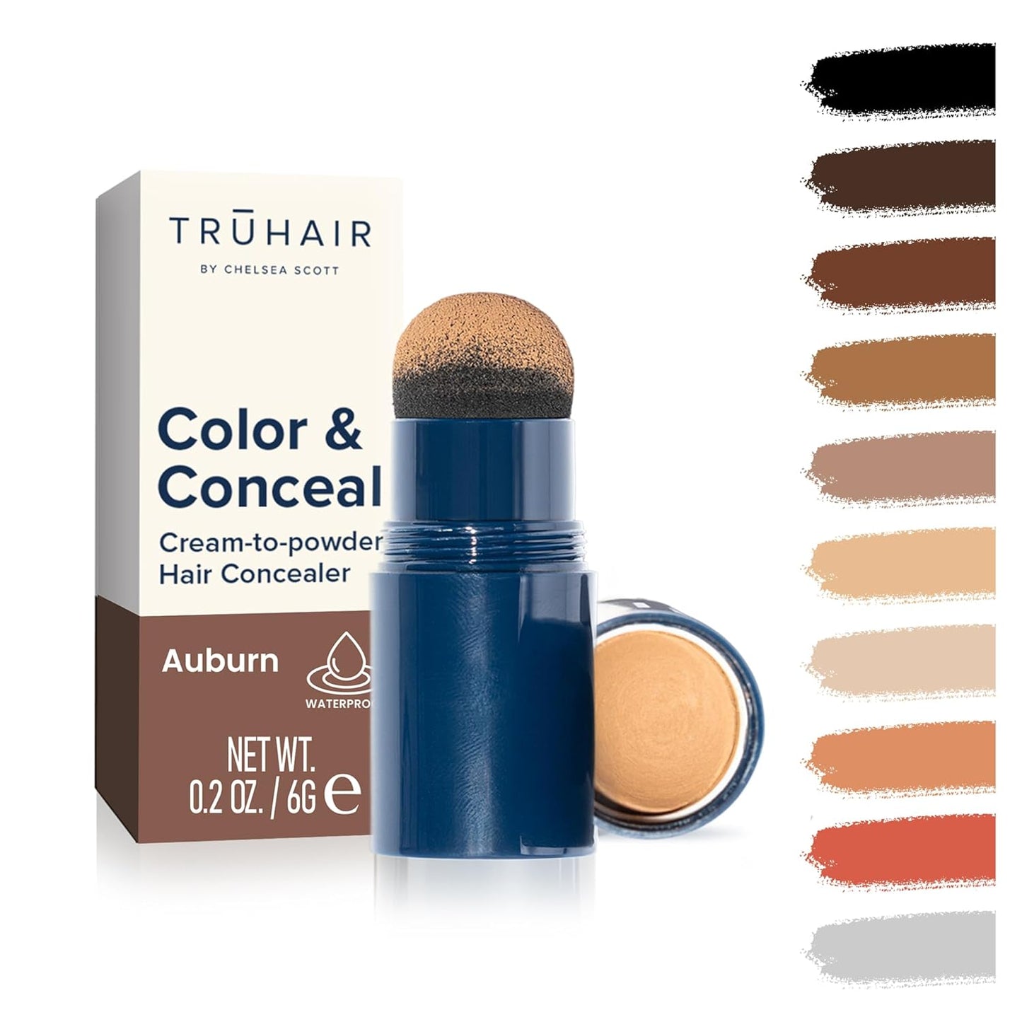 TRUHAIR Color & Conceal Waterproof Root Touch Up - Gray Coverage & Hairline Filling | Auburn Shade