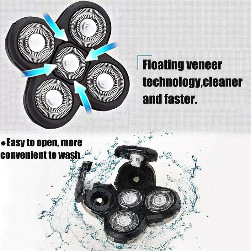 5 Head Shaver Replacement Blades for Electric Razor - Bald Shaving Tool for Head and Face