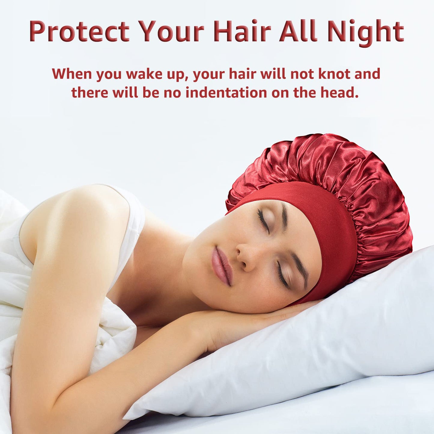3 Pack Satin Bonnet Silk Bonnet for Sleeping, Bonnets for Black Women, Elastic Wide Band Hair Bonnet for Sleeping