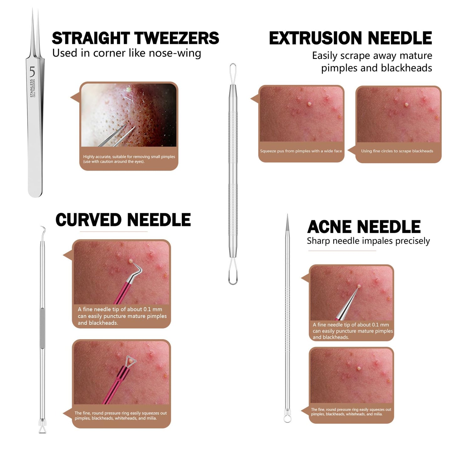Blackhead Remover Pimple Popper Tool Kit 10 Pcs Blackhead Remover Tools Kit with Storage Case Pimple Popper Tool kit for Face Nose Deep Cleansing Pimple Extractor for Quick and Easy Removal of Pimples
