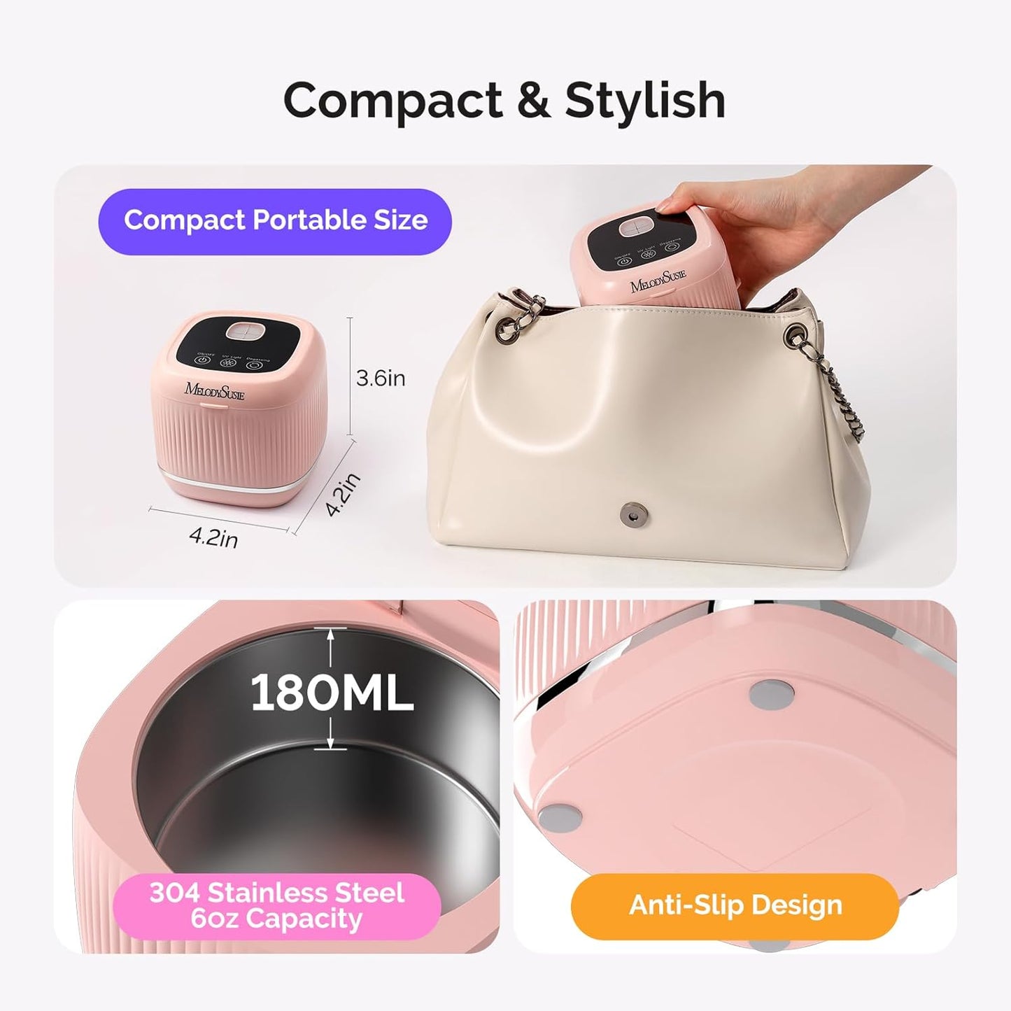 Nail Tool Cleaning Machine - 2-in-1 Device with 3 Timer Modes | Pink for Salon & Home Use