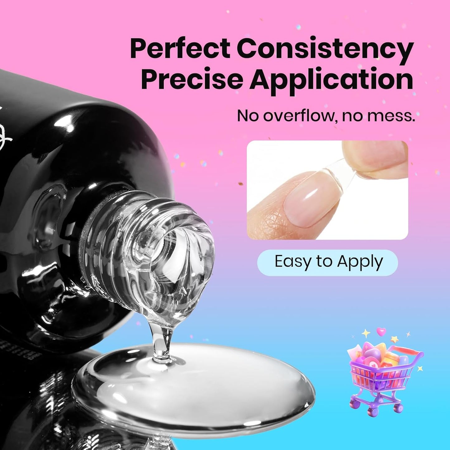 Beetles Nail Glue Gel - HEMA-Free 15ml for Acrylic Tips & Press-On Nails | Super Strong UV Formula, Long-Lasting DIY Kit