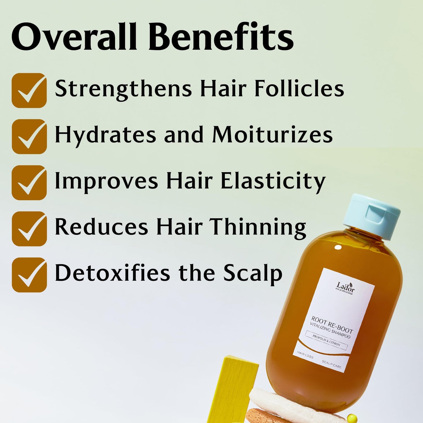LADOR Root Re-boot Refreshing Hair Loss Relief Shampoo Vitalizing w/Propolis & Citron, Salicylic Acid, Niacinamide - Deep Cleansing, Cooling Sensation for Dry Scalp Korean Haircare 10oz