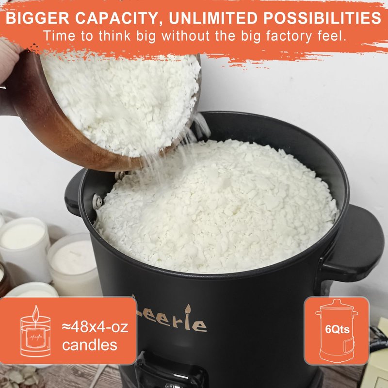 Leerie 12Lbs Digital Wax Melter for Candle Making - D6 Candle Wax Melting Pot with Accurate Temperature Control & Heating Core Brass Spout for DIY Home Business Candle Maker