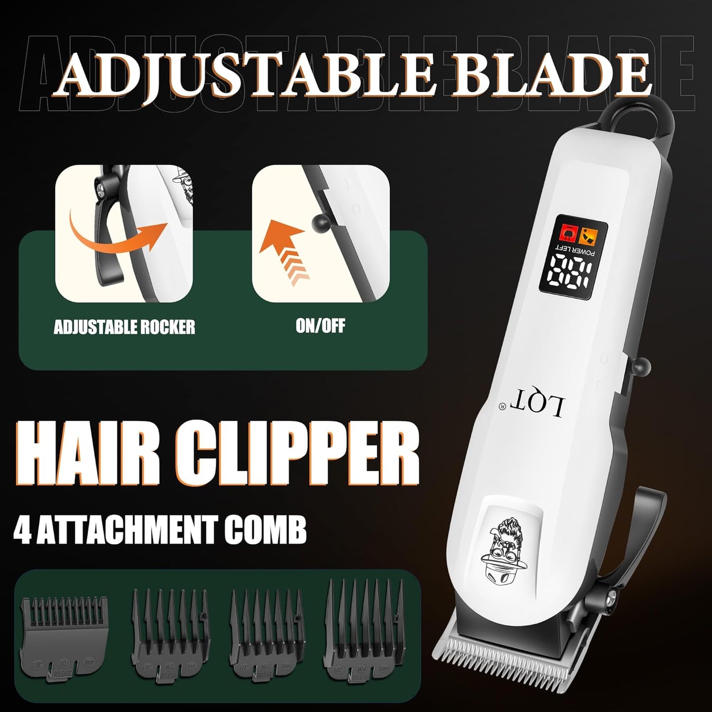 Hair Clippers for Men - Professional 3-Piece Grooming Kit with LED Display | Cordless Hair Clipper, Foil Shaver & Nose Trimmer