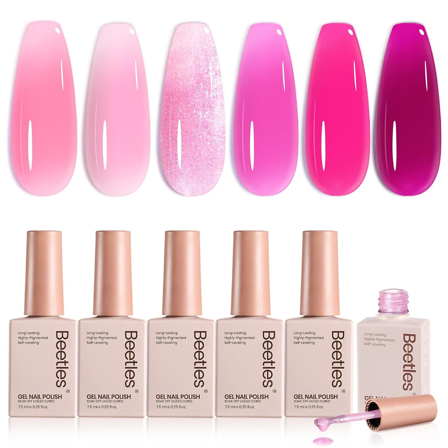 Beetles Gel Nail Polish Kit - 6 Soak Off UV Colors | Long-Lasting Glossy Finish for Salon & Home Manicure