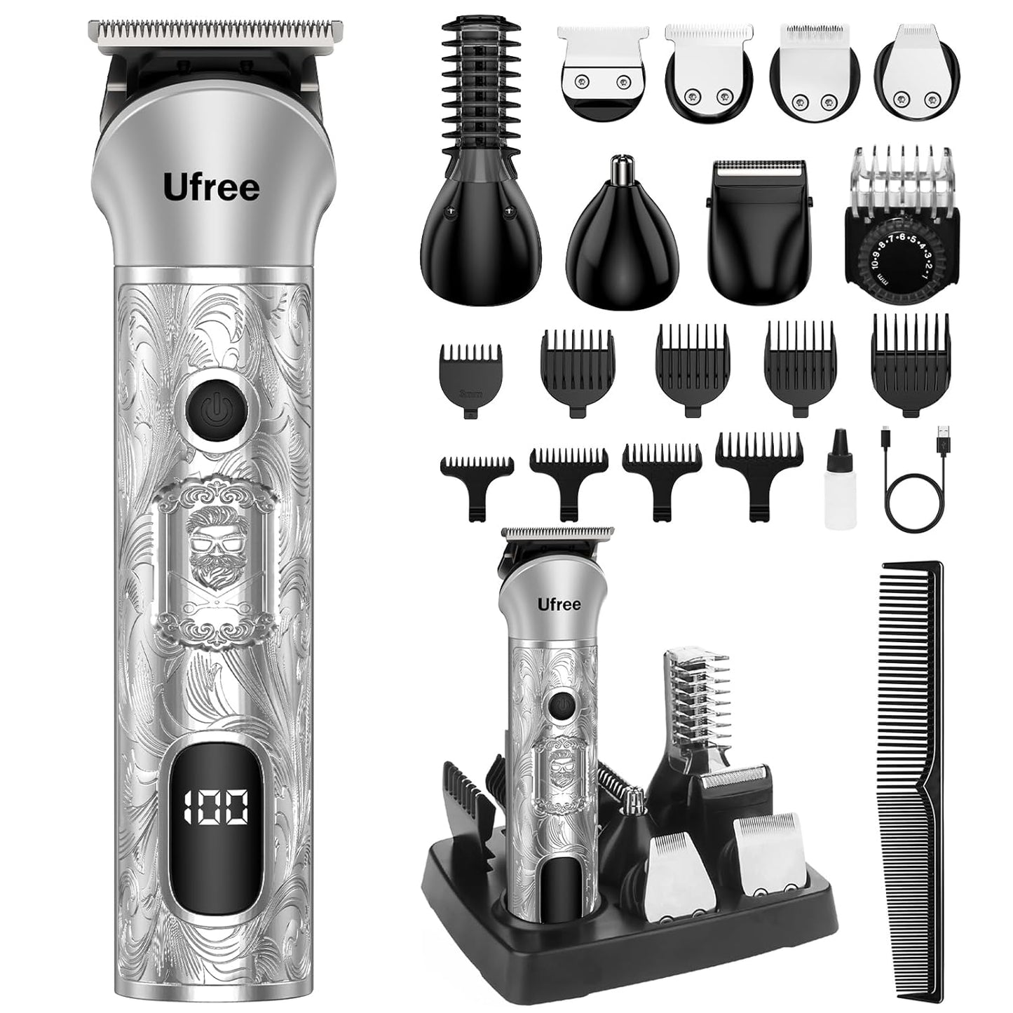 Beard Trimmer for Men - 7-in-1 Electric Grooming Kit | Cordless Hair Clippers for Mustache, Body & Facial Hair