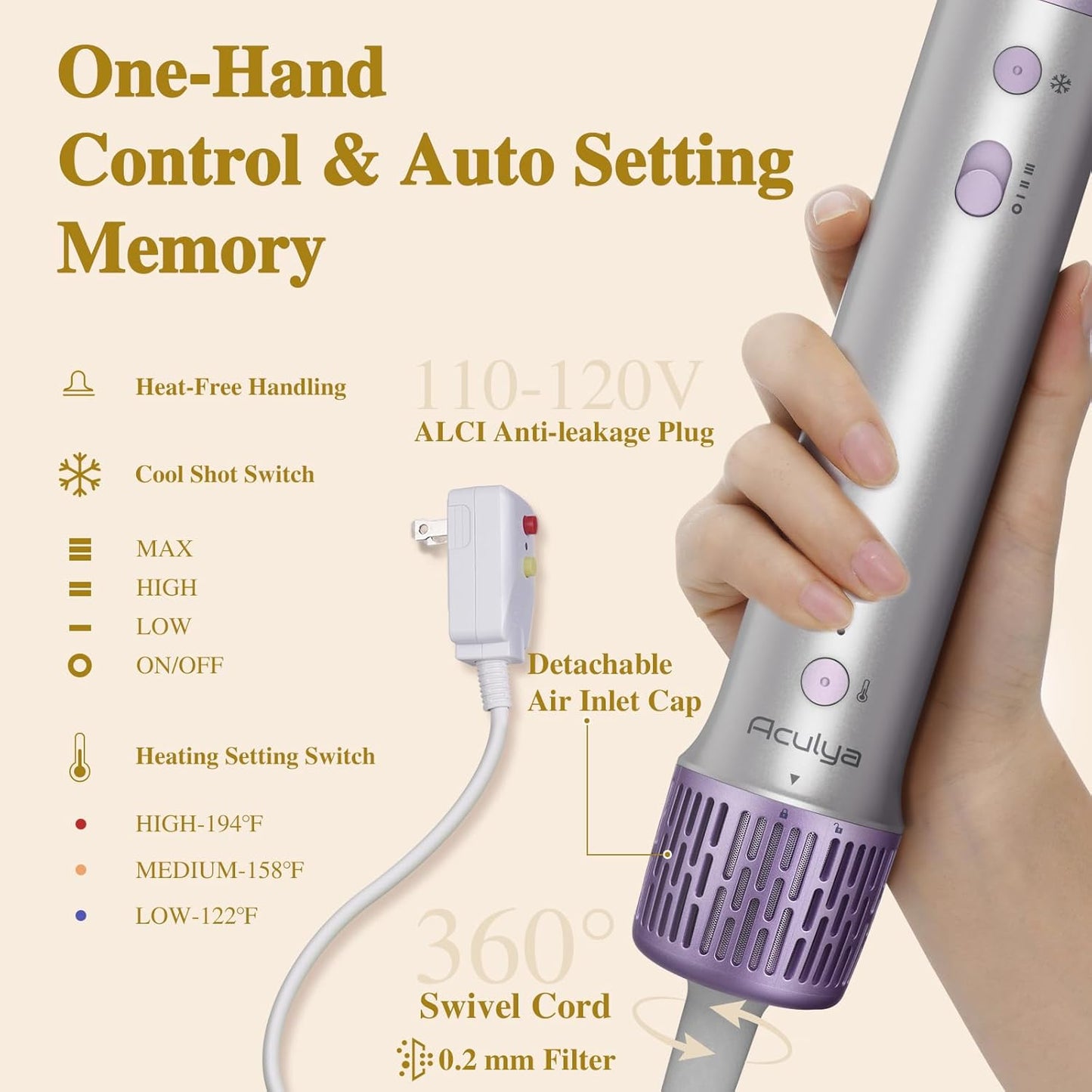 5 in 1 Hot Air Styler - Ionic Hair Dryer, Volumizer & Curlers | Frizz-Free Styling Tool with Travel Bag