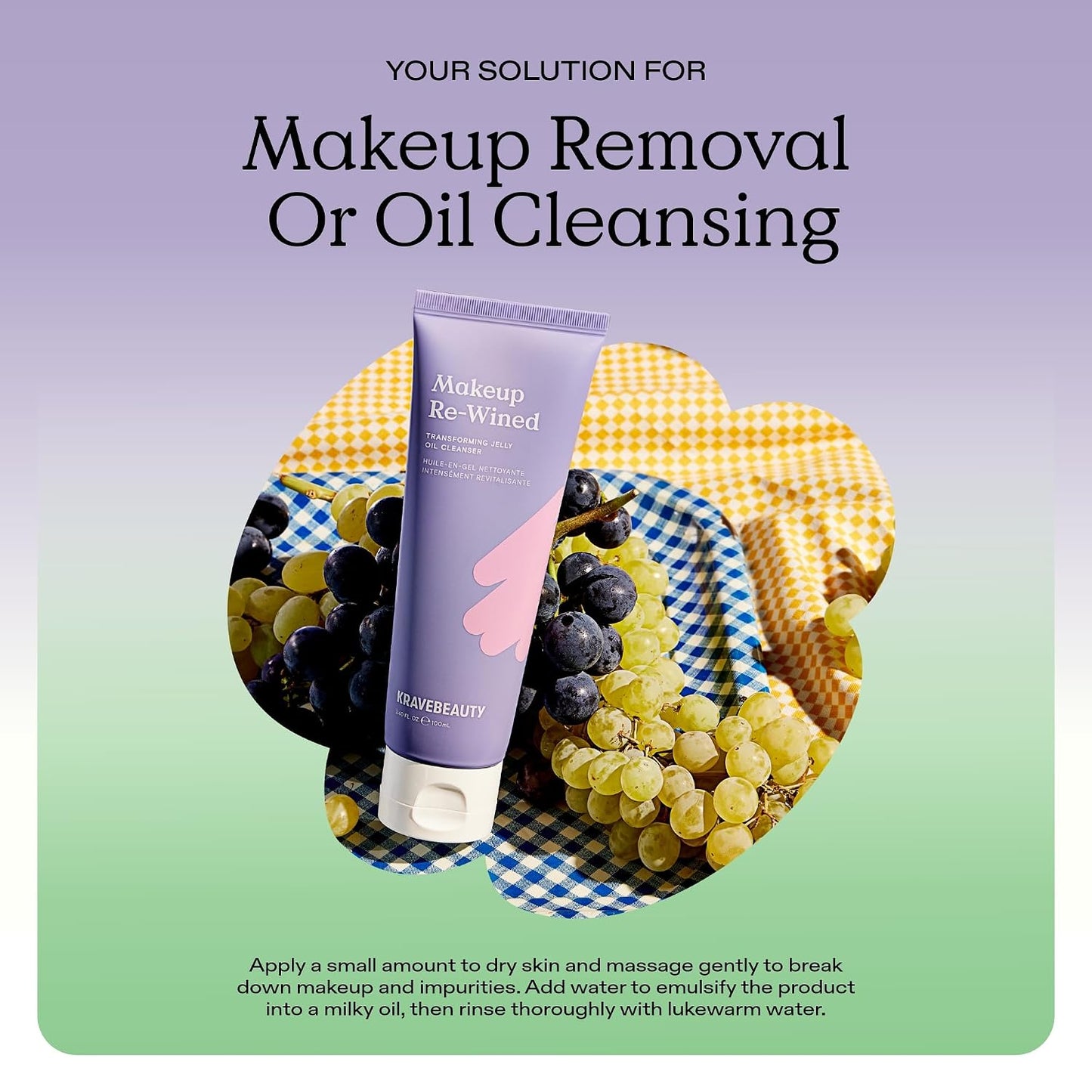 KraveBeauty Cleansing Oil Makeup Remover - Fragrance-Free Jelly Oil Cleanser for Waterproof Makeup | 100 mL