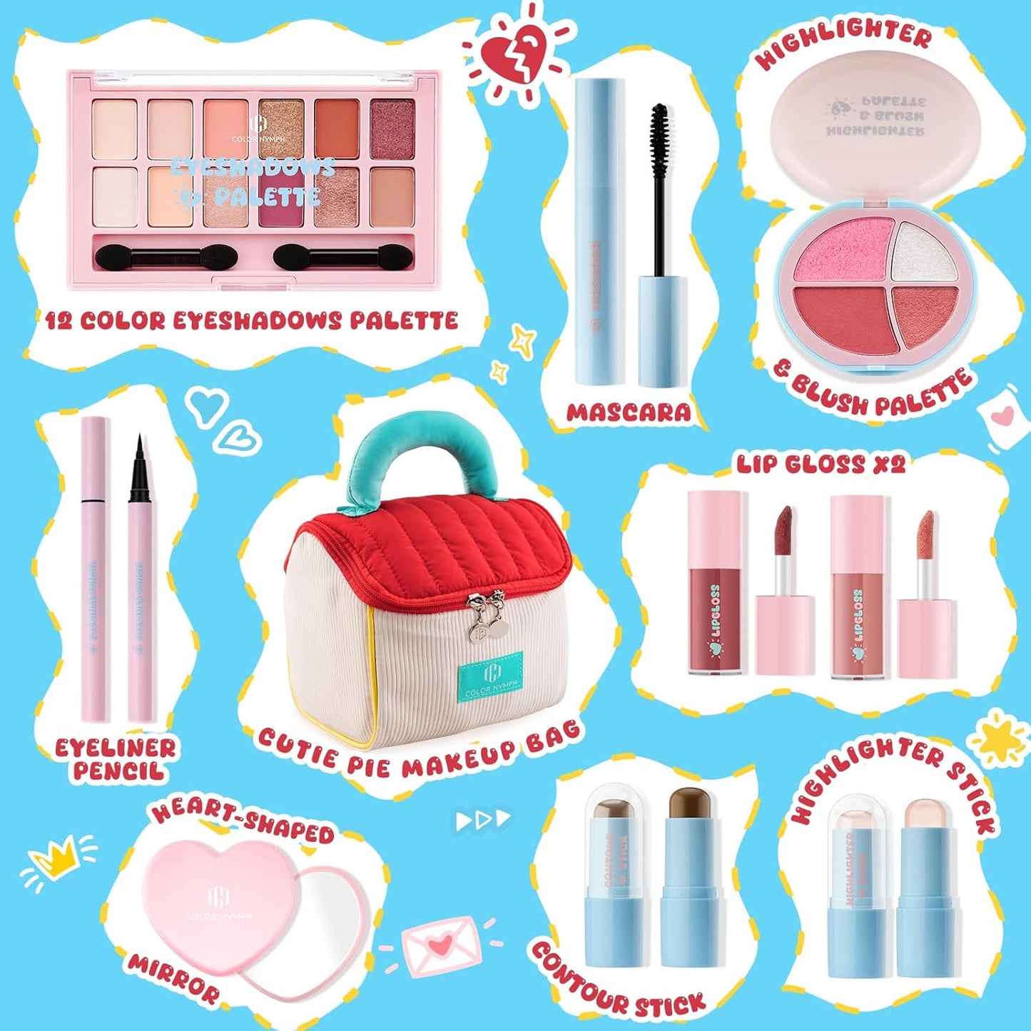 All In One Makeup Kit for Teen Girls - Complete Set with Bag, Eyeshadow, Blush, Lipgloss & More | Travel-Friendly
