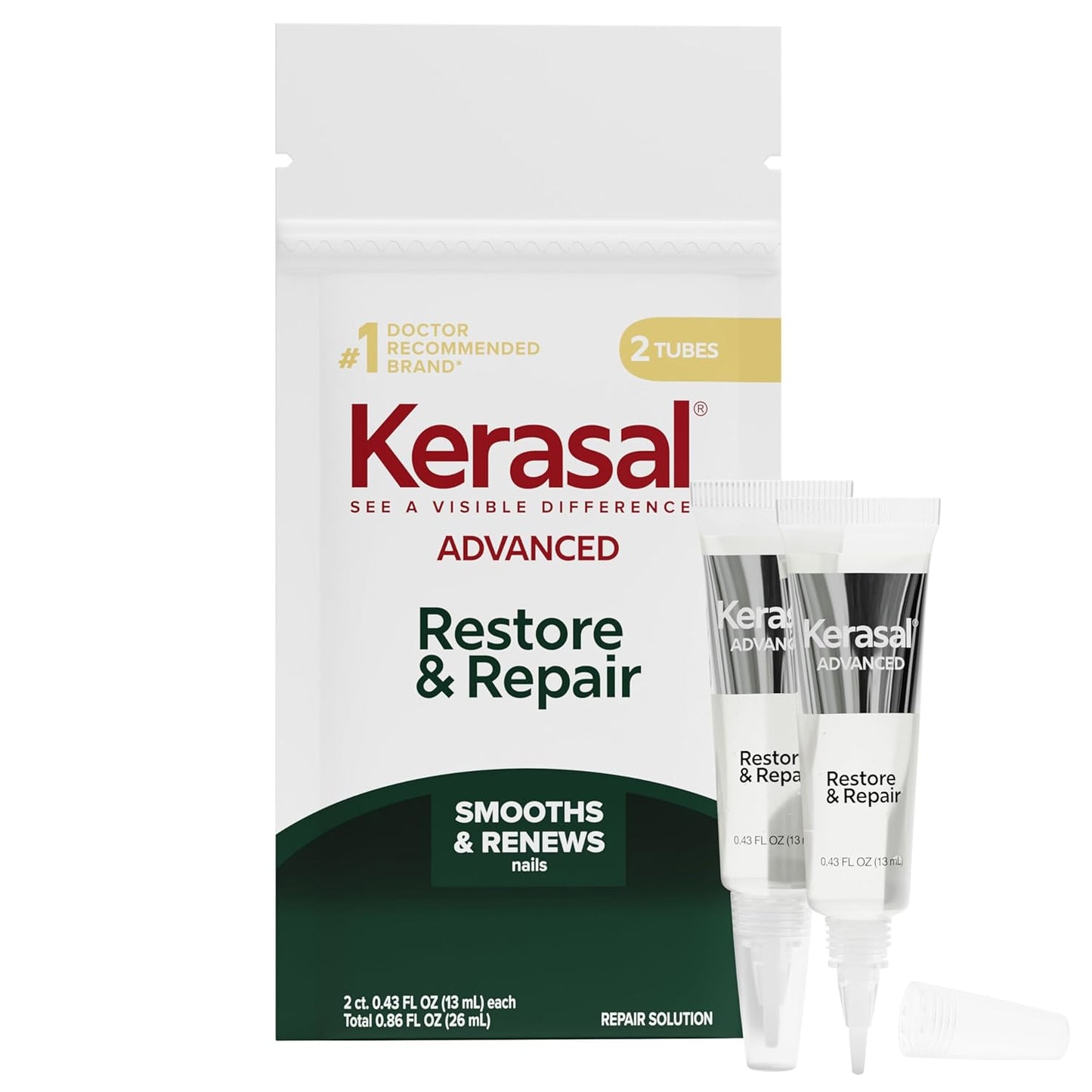 Kerasal Nail Renewal - Advanced Clear & Defend Nail Repair with Urea & Spirulina | 0.13 Fl Oz
