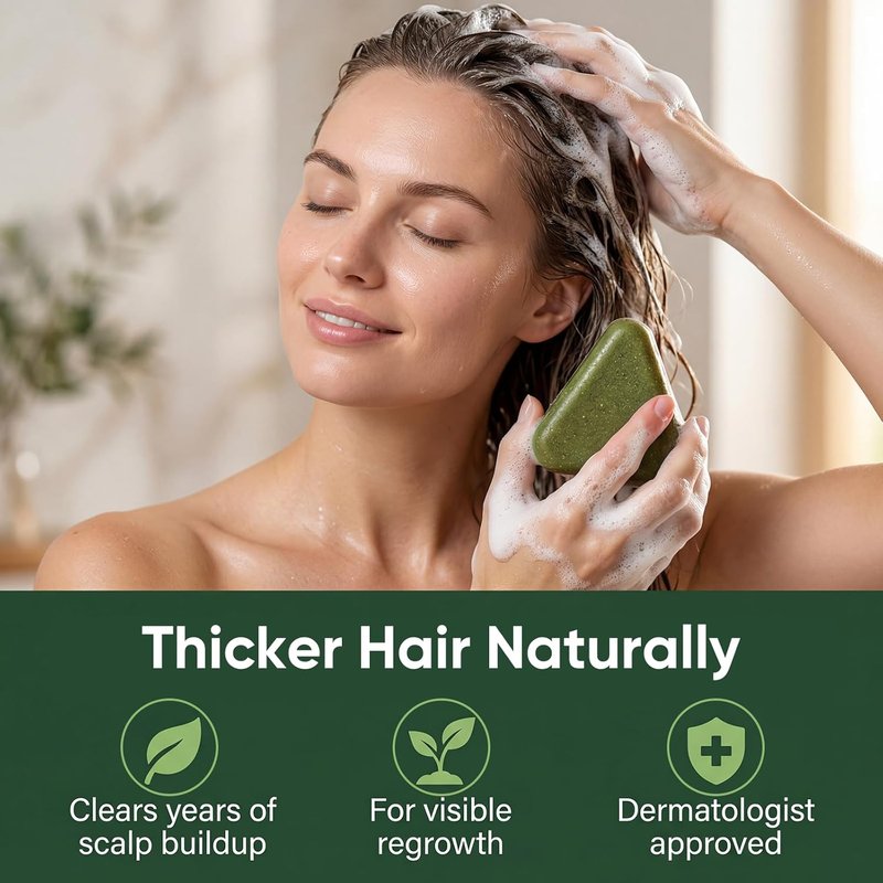 Rosemary Scalp Care Shampoo Bar - Natural Botanical Anti-Hair Loss Soap for Dry, Oily & Sensitive Scalps | Hydrating Green Formula