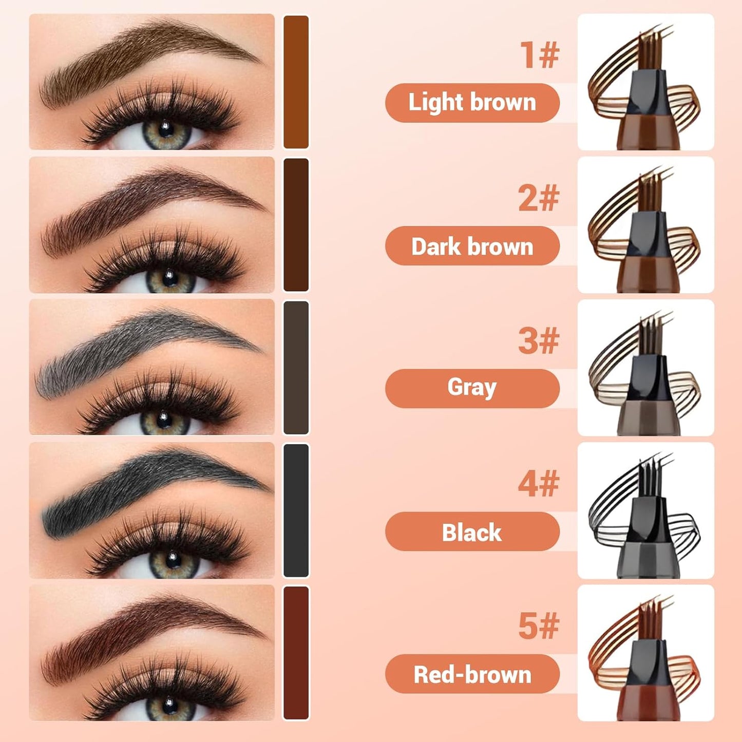 Microblading Eyebrow Pencil - 2026 Upgraded Contouring Tool with Micro-Fork Tip | Premium 3D Waterproof, Dark Brown