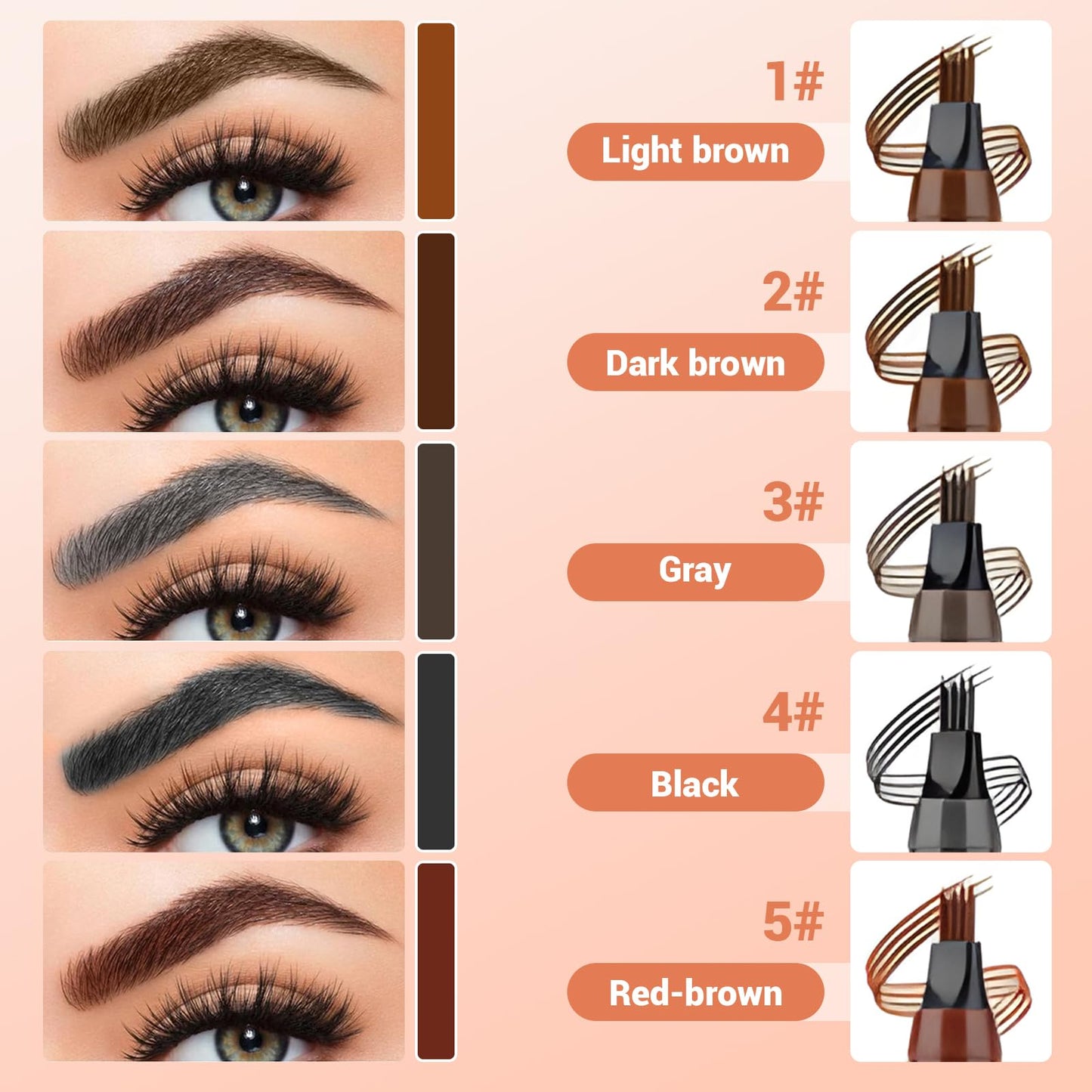 Microblading Eyebrow Pencil, 2026 Upgraded Magic Eyebrow Contouring Pencil with a Micro-Fork Tip, Premium 3D Waterproof 4 Tipped Spoolie Brush Precise Brow Pen Natural Makeup Effect (Dark Brown)
