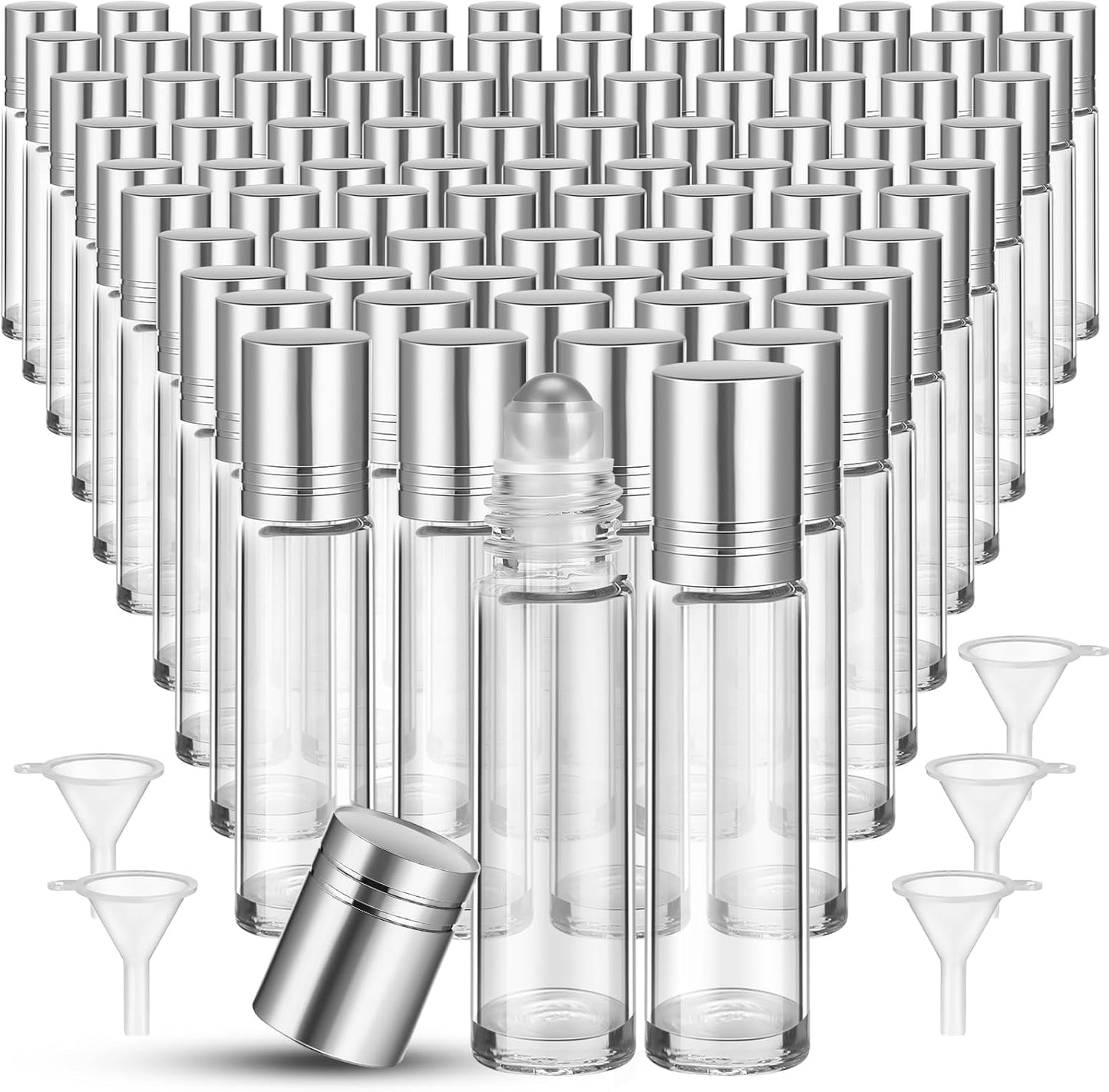 Essential Oil Roller Bottles - 150 Pcs 10 ml Glass Roll-On Bottles with Stainless Steel Balls | Leak-Proof & Travel-Friendly (Amber)