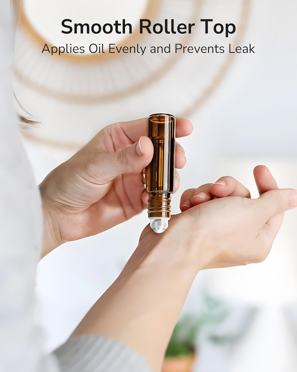 Essential Oil Roller Bottles - 48-Pack 10ml Amber Glass with Stainless Steel Roller Balls | Waterproof Labels
