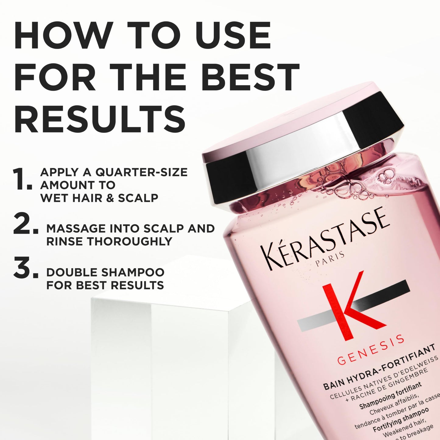 Kerastase Genesis Hydra-Fortifiant Shampoo For Weak or Damaged Hair - Anti-Breakage & Strengthening, Hydrates Hair, Silicone-Free, 8.5 Fl Oz