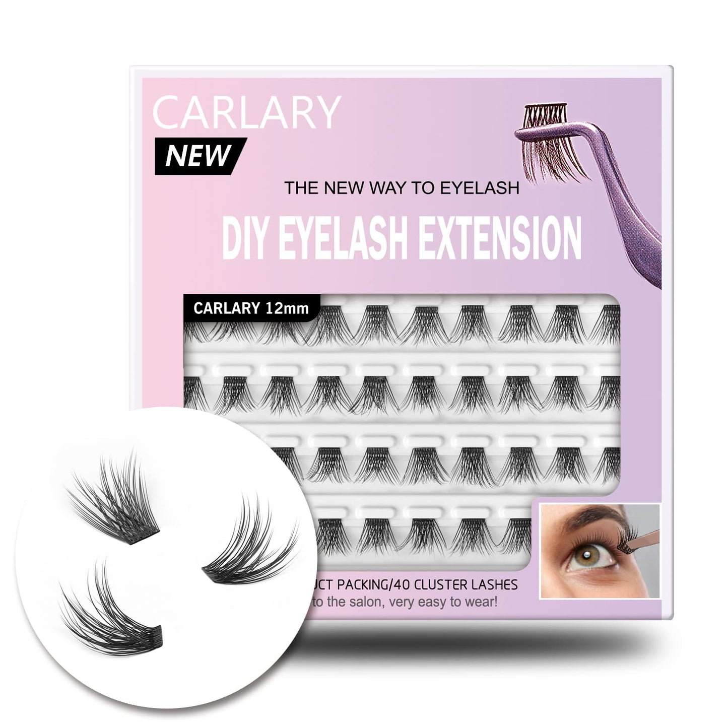 Individual Eyelash Extensions - 3D Effect Reusable Cluster Lashes | C Curl Wispy 12mm for Home Use