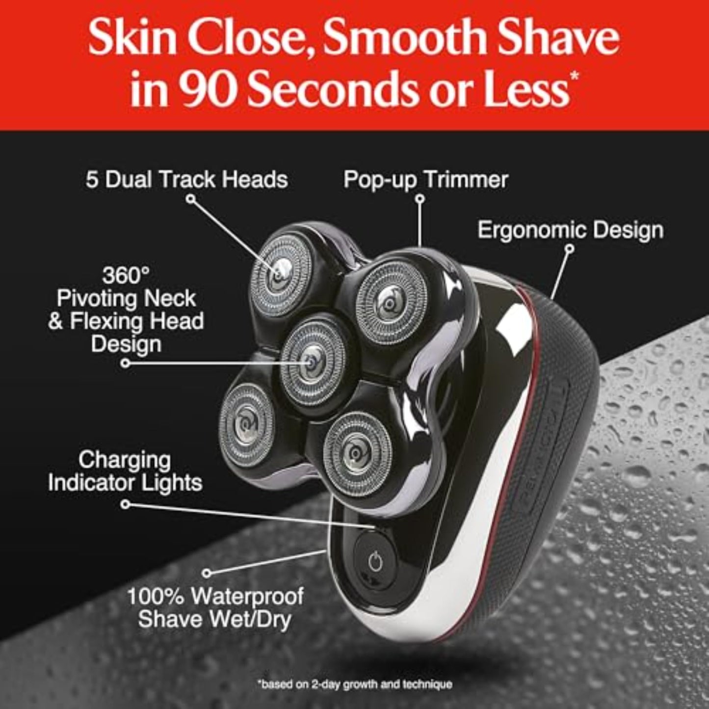 Remington Balder Deluxe XR7100, Head Rotary Shaver with Titanium Blades & Storage Pouch for Bald Men Wet/Dry Shaving with 5 Dual Track Flexing Heads and Pop-Up Trimmer