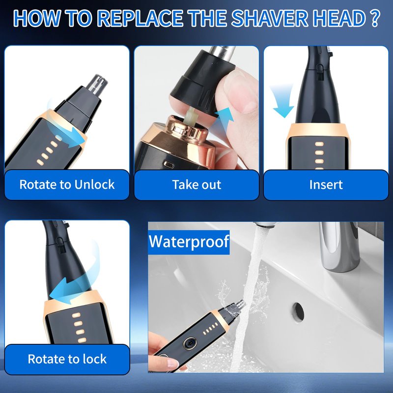 Mendaping LED Display Ear and Nose Hair Trimmer Clipper for Women Men,2026 Rechargeable 2 in 1 Painless Eyebrow & Facial Hair Trimmer with Powerful Motor and Dual-Edge Blades Easy Cleansing