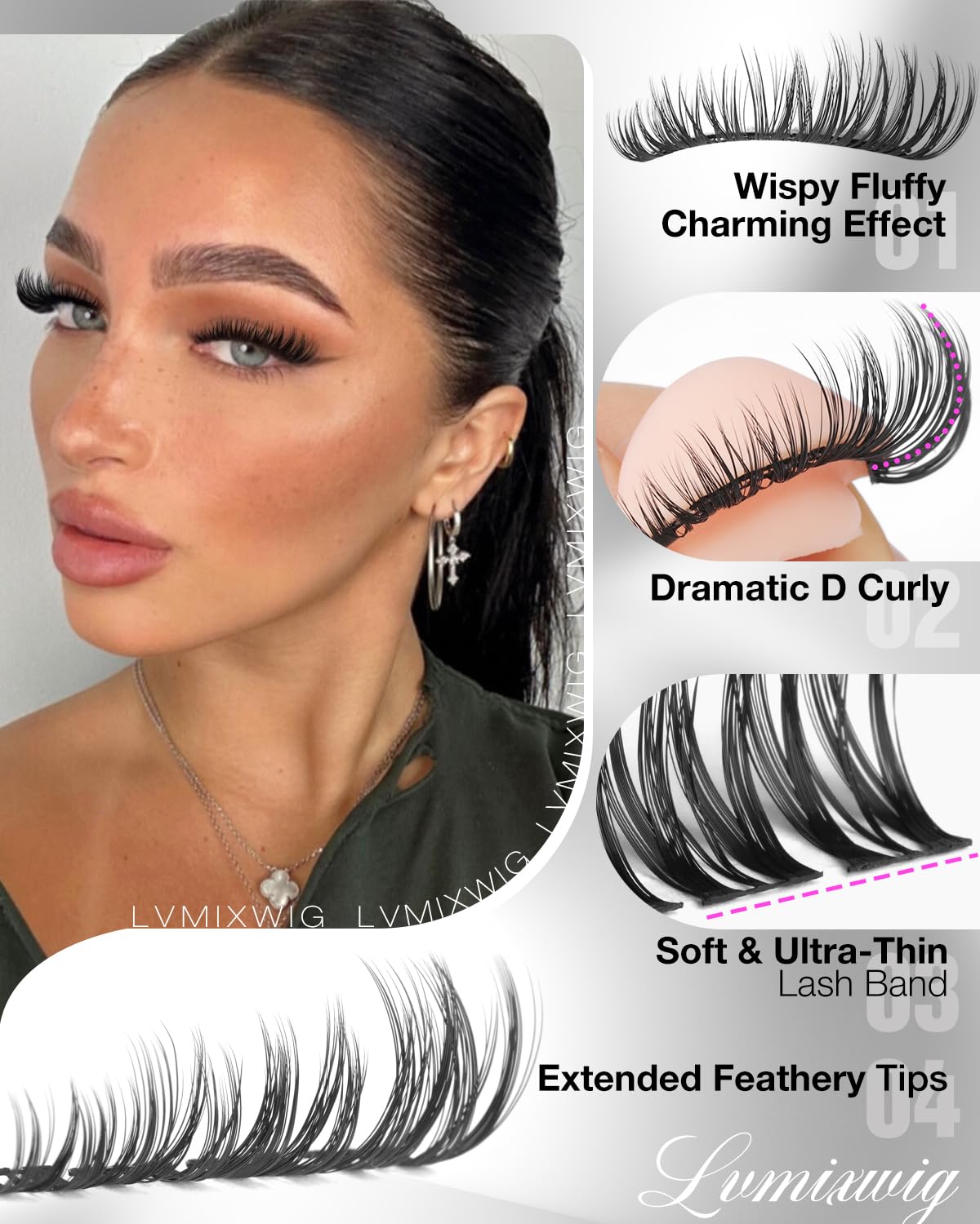 Eyelash Clusters - Portable Wispy Individual Lashes for Travel | Mini Pack 10-16MM CD Curly Extensions