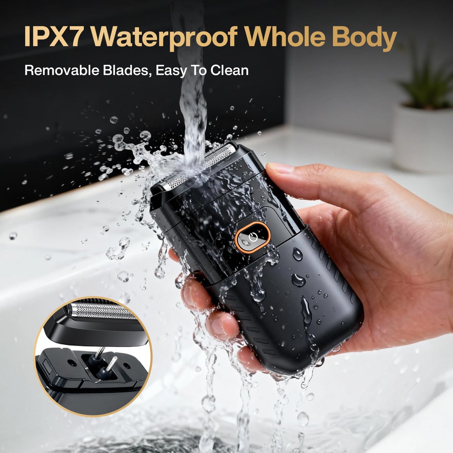 Electric Foil Shavers for Men, Mini Electric Razor for Face,Dual Floating Heads, IPX7 Waterproof Cordless Razor with LED Display & Fast Charge, Perfect for Trips